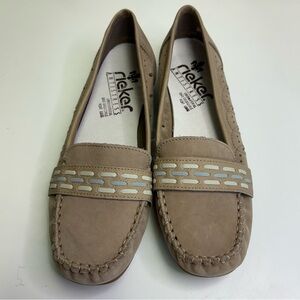 Rieker Women’s EU 38 Tan Flats Moccasin-Style Loafers Soft Leather Anti-Stress